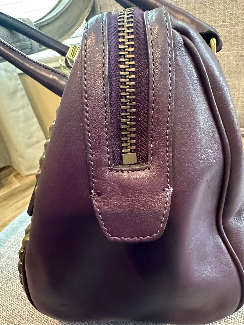 Coach Legacy Studded Haley Satchel. Plum/purple .Style 26404 - Picture 15 of 16
